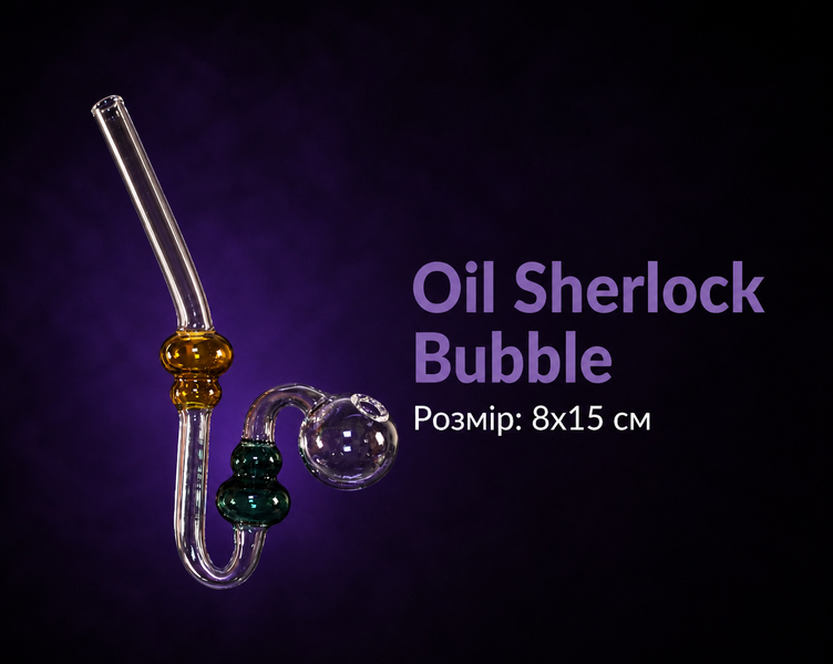 Скляна трубка для куріння Oil Sherlock Bubble 10767 фото