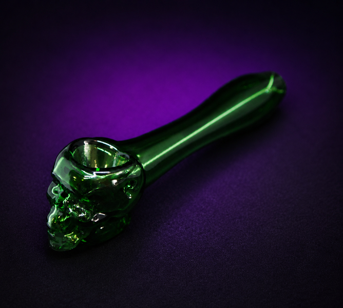 Скляна трубка для куріння Skull Pipe - Зелений мармур 4043 фото