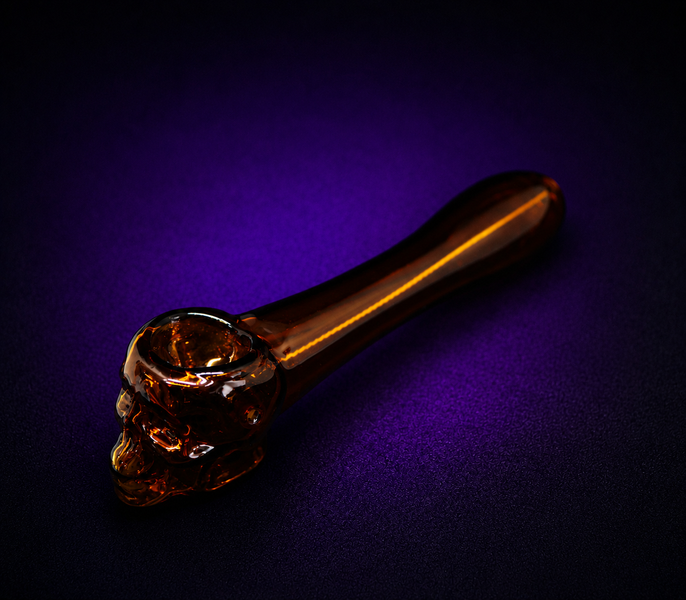 Скляна трубка для куріння Skull Pipe - Зелений мармур 4043 фото