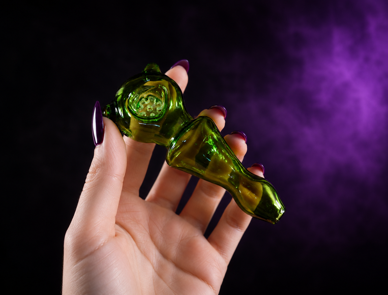 Стеклянная трубка для курения Devil Pipe - Тёмно-Зелёный 8725 фото