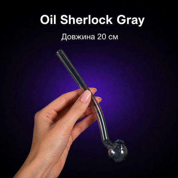 Скляна трубка для куріння Oil Sherlock Color - Чорний 10584 фото
