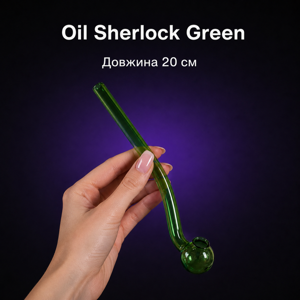 Скляна трубка для куріння Oil Sherlock Color - Чорний 10584 фото