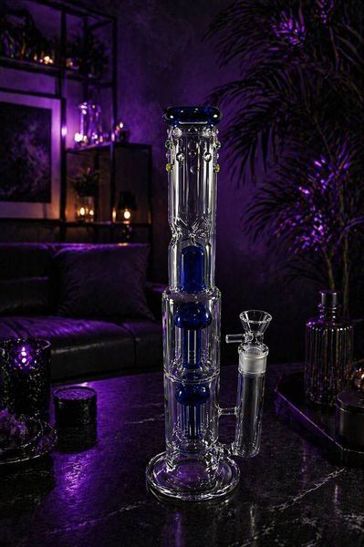 Стеклянный бонг Medusa Double Blue 11006 фото
