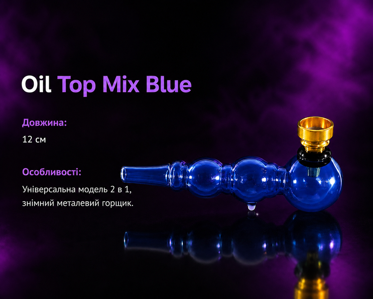 Стеклянная трубка для курения Oil Top Mix Blue 11282 фото